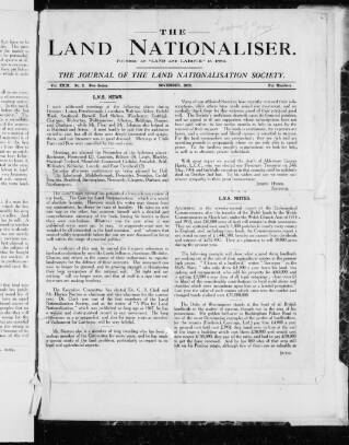 cover page of Land & Labor published on November 1, 1920