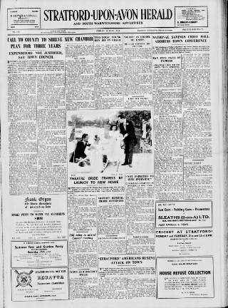 cover page of Stratford-upon-Avon Herald published on June 18, 1954