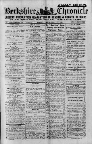cover page of Berkshire Chronicle published on September 17, 1915