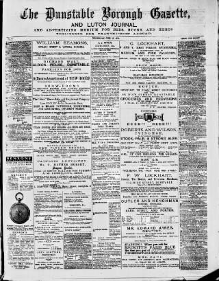 cover page of Dunstable Gazette published on June 18, 1879
