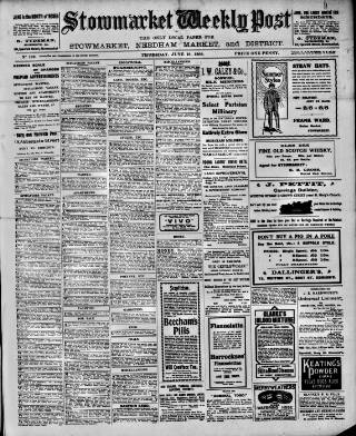 cover page of Stowmarket Weekly Post published on June 18, 1908