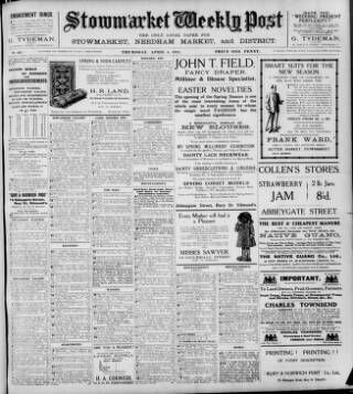 cover page of Stowmarket Weekly Post published on April 4, 1912