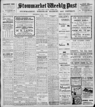 cover page of Stowmarket Weekly Post published on May 2, 1912