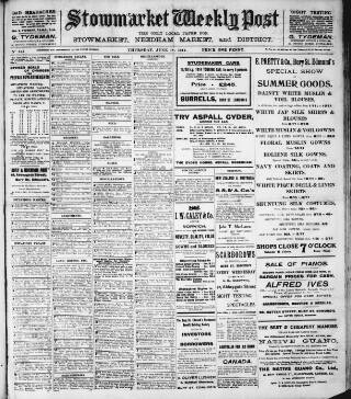 cover page of Stowmarket Weekly Post published on June 18, 1914