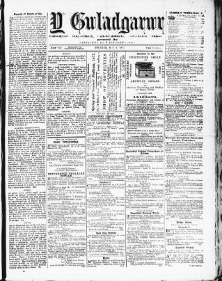 cover page of Y Gwladgarwr published on May 4, 1877