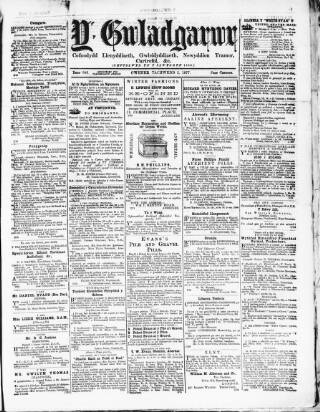 cover page of Y Gwladgarwr published on November 2, 1877