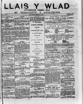 cover page of Llais Y Wlad published on June 18, 1875