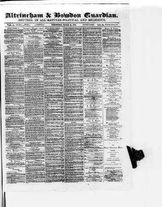 cover page of Altrincham, Bowdon & Hale Guardian published on March 19, 1879