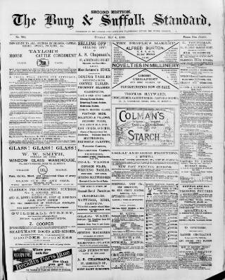 cover page of Bury & Suffolk Standard published on May 4, 1880