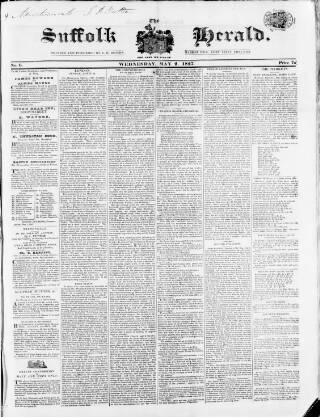 cover page of Bury and Suffolk Herald published on May 2, 1827