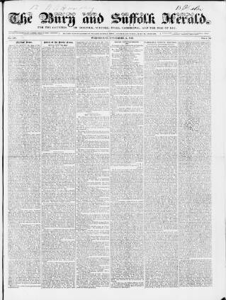 cover page of Bury and Suffolk Herald published on November 2, 1831