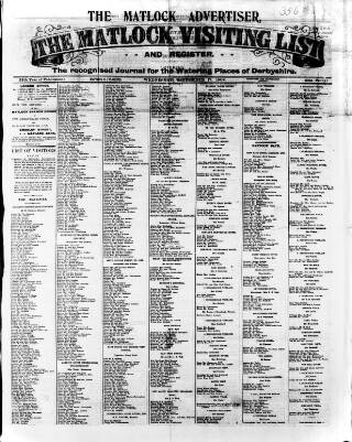 cover page of Matlock Visiting List published on September 17, 1902