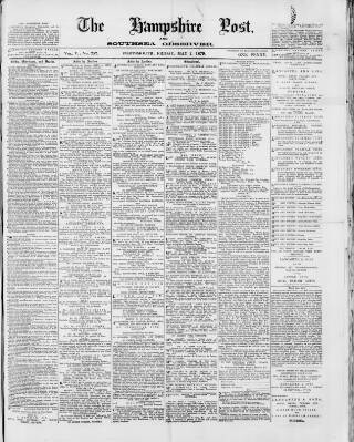 cover page of Hampshire Post and Southsea Observer published on May 2, 1879