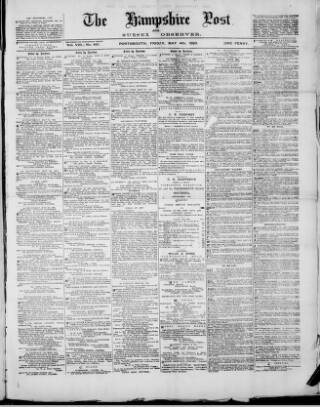 cover page of Hampshire Post and Southsea Observer published on May 4, 1883