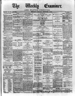 cover page of Weekly Examiner (Belfast) published on September 17, 1881