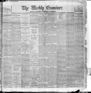 cover page of Weekly Examiner (Belfast) published on June 18, 1892