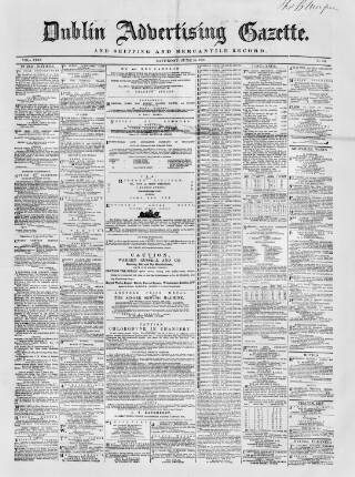 cover page of Dublin Advertising Gazette published on June 18, 1864
