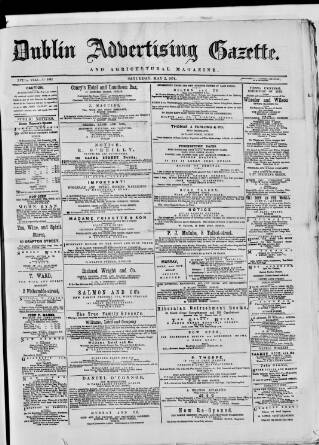 cover page of Dublin Advertising Gazette published on May 2, 1874