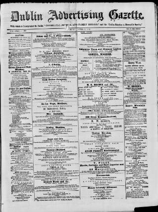 cover page of Dublin Advertising Gazette published on April 1, 1876
