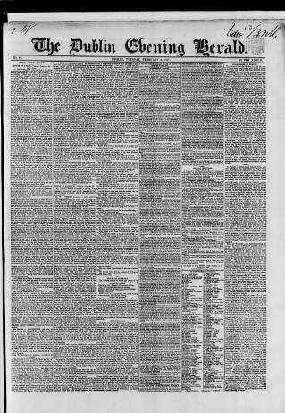 cover page of Dublin Evening Herald 1846 published on February 2, 1847