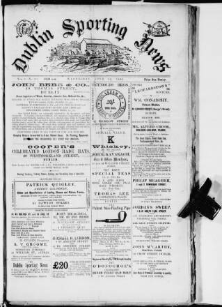 cover page of Dublin Sporting News published on June 18, 1890