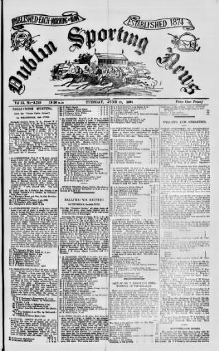 cover page of Dublin Sporting News published on June 18, 1901
