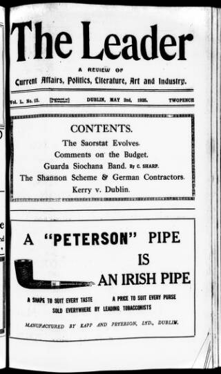 cover page of Dublin Leader published on May 2, 1925