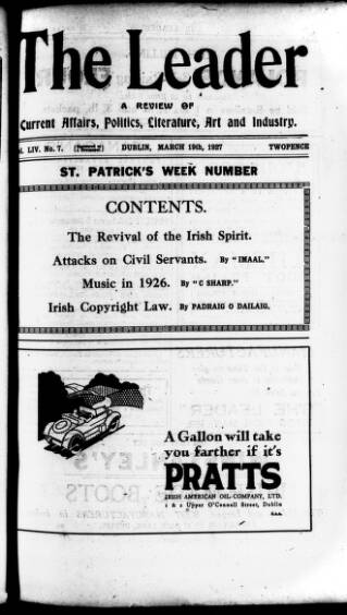 cover page of Dublin Leader published on March 19, 1927