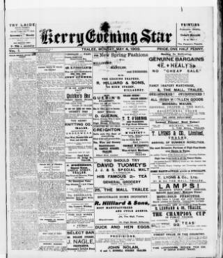 cover page of Kerry Evening Star published on May 4, 1903