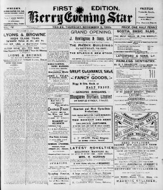 cover page of Kerry Evening Star published on November 2, 1905