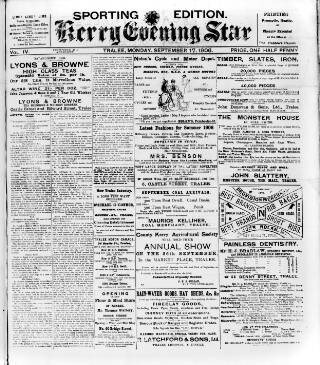 cover page of Kerry Evening Star published on September 17, 1906