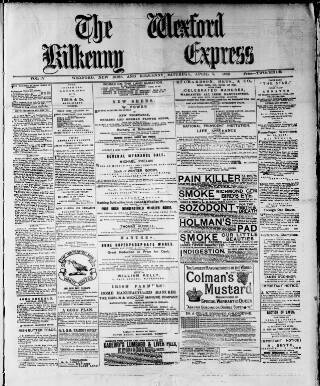 cover page of Wexford and Kilkenny Express published on April 1, 1882