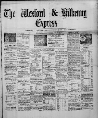 cover page of Wexford and Kilkenny Express published on August 2, 1890