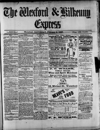 cover page of Wexford and Kilkenny Express published on February 2, 1895