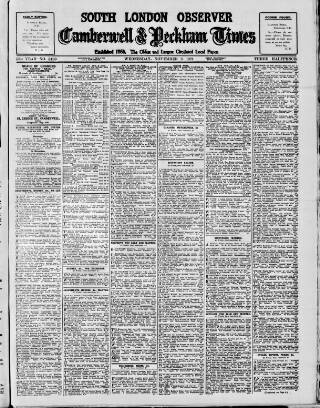 cover page of South London Observer published on November 2, 1921