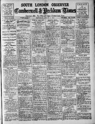 cover page of South London Observer published on August 2, 1930