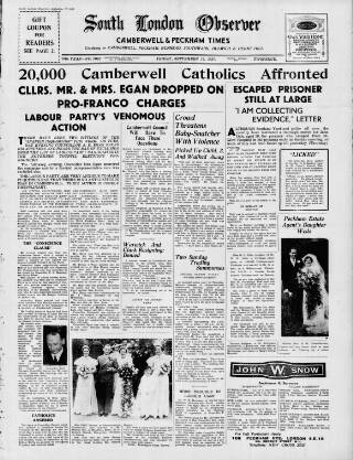 cover page of South London Observer published on September 17, 1937
