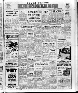 cover page of South London Observer published on March 19, 1953