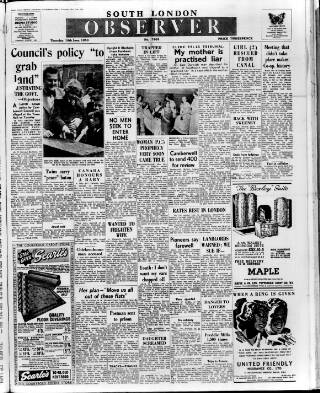 cover page of South London Observer published on June 18, 1953