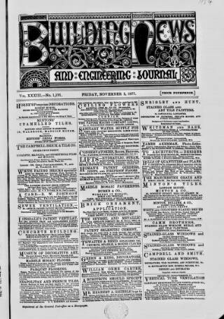 cover page of Building News published on November 2, 1877