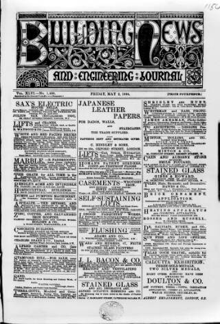 cover page of Building News published on May 2, 1884