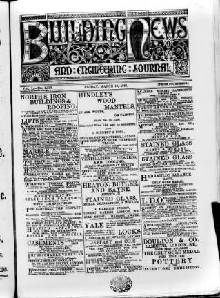 cover page of Building News published on March 19, 1886