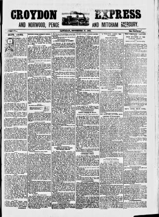 cover page of Croydon Express published on September 17, 1898
