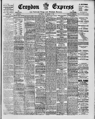 cover page of Croydon Express published on November 2, 1901