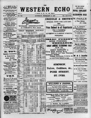 cover page of Western Echo published on February 2, 1907