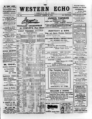 cover page of Western Echo published on March 19, 1910