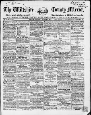 cover page of Wiltshire County Mirror published on February 2, 1859