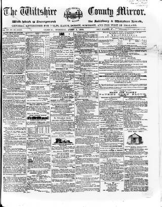 cover page of Wiltshire County Mirror published on August 2, 1865