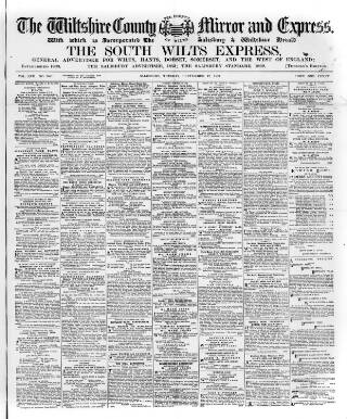 cover page of Wiltshire County Mirror published on September 17, 1889