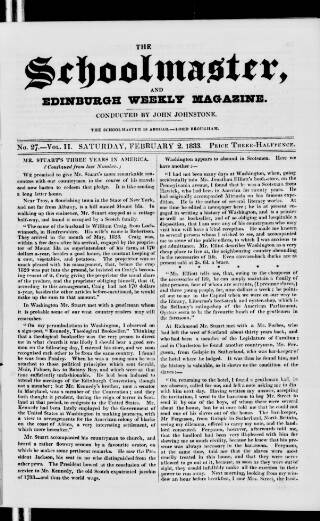 cover page of Schoolmaster and Edinburgh Weekly Magazine published on February 2, 1833